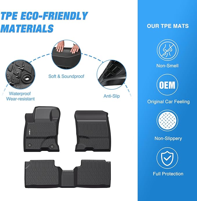 Nilight TPE Floor Mats for Ford Escape (Hybrid Only) 2020 2021 2022 2023 2024 2025,All Weather Custom Fit Heavy Duty Floor Liners