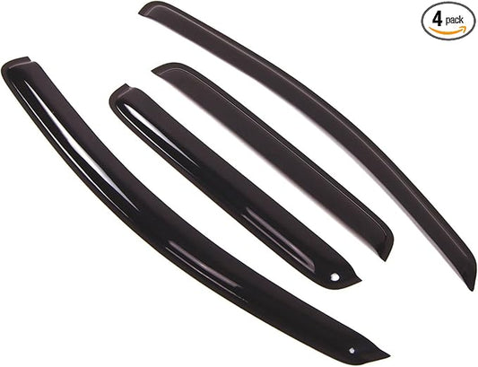 TuningPros Outside Mount Window Vent Visors Rain Guards Compatible with Chevrolet Aveo 2004-2006 | Side Window Wind Deflectors Rain Shields | Smoke Tinted, 4 Pcs Set, DGWV-057