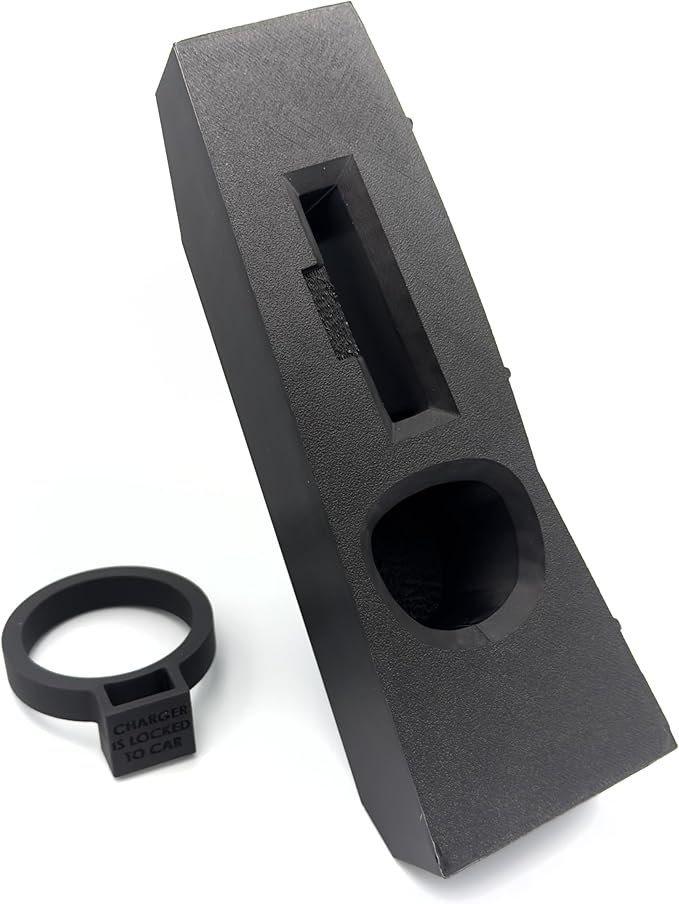 Door Dock for Tesla/J1772 Adapter for Model Y and Charger Locking Ring Bundle 2023-2025 (Black Carbon Fiber)