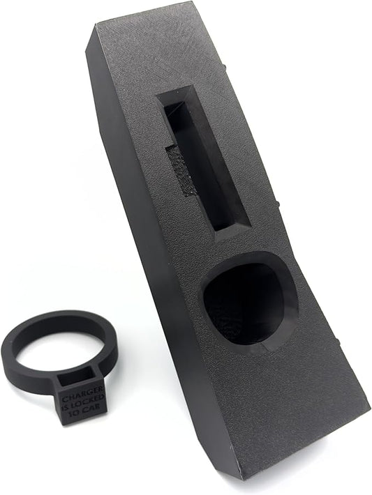 Door Dock for Tesla/J1772 Adapter for Model Y and Charger Locking Ring Bundle 2023-2025 (Black Carbon Fiber)