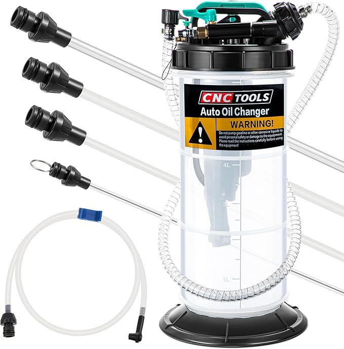 Estune 1.4 Gallon/5.3 L Manual Pneumatic Fluid Extractor, Automotive Oil Extractor Pump Oil Vacuum Changer with 5 Pcs Brake Bleeding Hose for Car, SUVs, Truck, Yachts