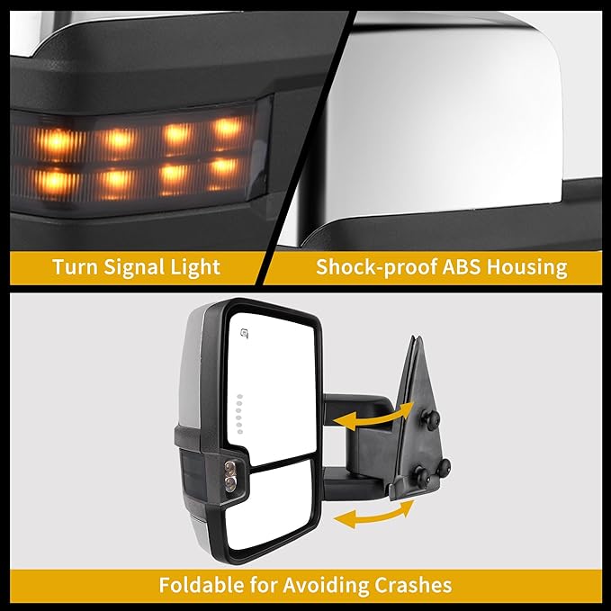 DWVO Towing Mirrors Compatible with Chevy/GMC 2003-2006 and 2007 Classic Model, Tow Mirrors for 2003-2007 Silverado Sierra 1500 2500 3500, Automotive Exterior Mirrors with Heated Power Turn Signal