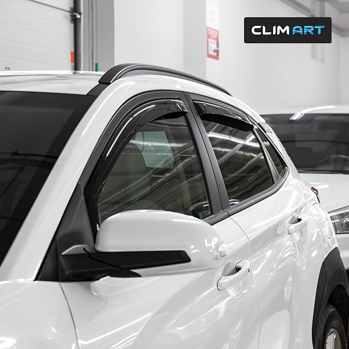 CLIM ART in-Channel Incredibly Durable Rain Guards for Hyundai Kona 2018-2023, Original Window Deflectors, Vent Window Visors, Vent Deflector, 4 pcs. - 618273