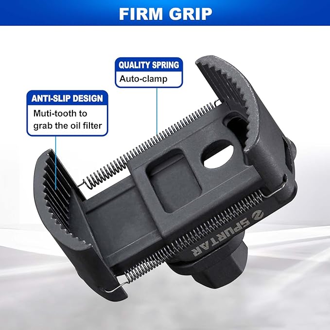 Spurtar Adjustable Oil Filter Wrench 2-3/8 to 3-1/8 inch 60-80mm Universal Oil Filter Removal Tool 1/2'' Drive Cap Style Oil Filter Tool Fits Small Medium-sized Spin-on Oil Filters UTV JetSkis