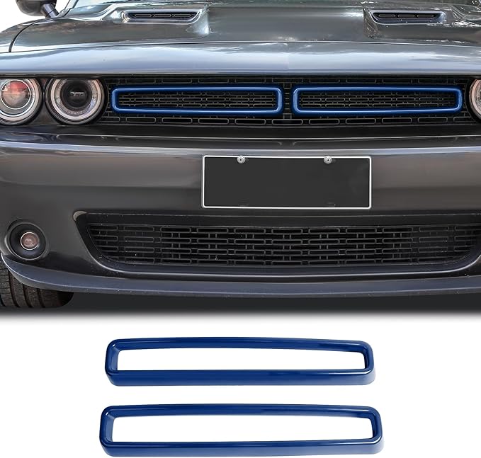 Hoolcar Front Grille Radiator Grille Insert Cover Grillwork Trim Compatible with Dodge Challenger 2015-2025+, Exterior Accessories, Blue, 2pcs