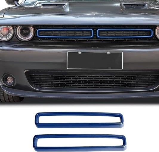 Hoolcar Front Grille Radiator Grille Insert Cover Grillwork Trim Compatible with Dodge Challenger 2015-2025+, Exterior Accessories, Blue, 2pcs