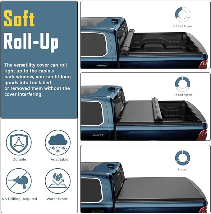 Perfit Liner Soft Roll Up Truck Bed Tonneau Cover Compatible for 2019-2026 Chevrolet Silverado/GMC Sierra 1500 5.8 FT (69.6") Bed