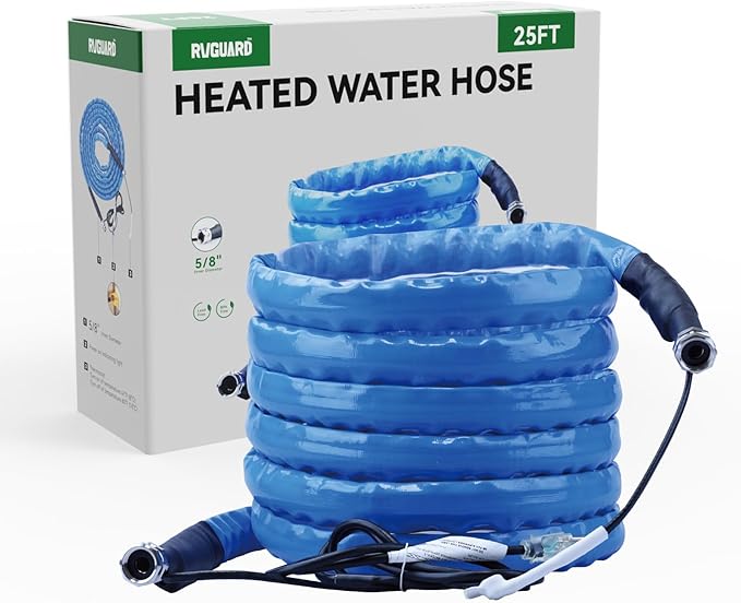 RVGUARD Heated Water Hose 25FT for RV, -20 ℉ Freeze Protection Heated Water Hose with Energy-Saving Thermostat, Lead and BPA Free for RV/Home/Garden