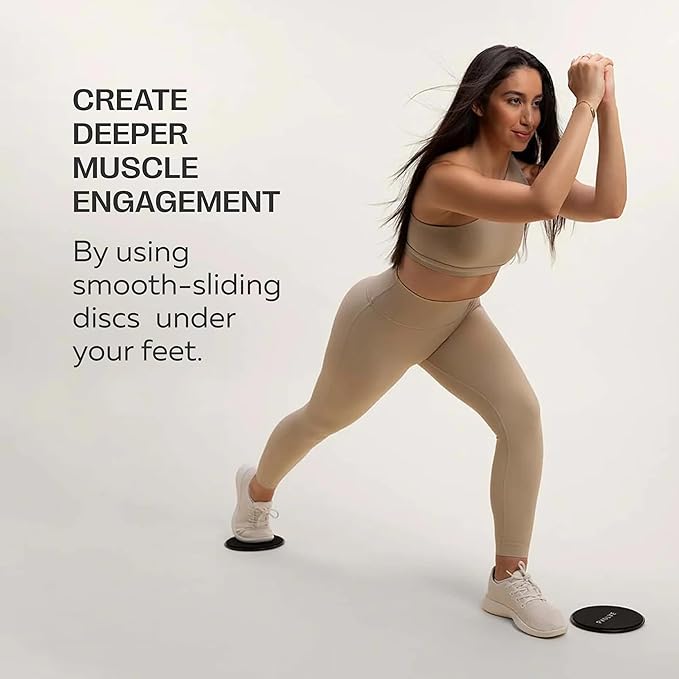 PVOLVE Gliding Discs for Home Workouts Exercise and Fitness Equipment to Use on Carpet Wood and Floor to Sculpt Your Core - Strengthen Legs While Lifting and Tightening The Butt