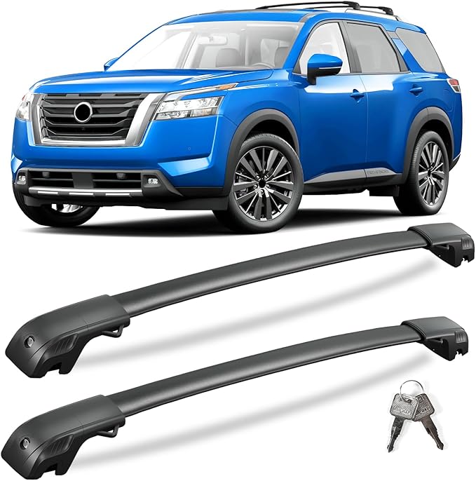 KINGGERI 300lbs Lockable Roof Rack Cross Bars Compatible with Nissan Pathfinder 2022 2023 2024 2025 SV SL Platinum with Raised Side Rails, Heavy Duty Aluminum Roof Rails Crossbars Luggage Accessories
