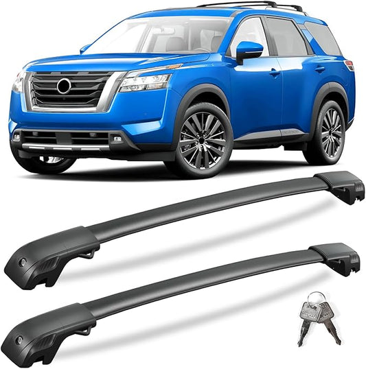KINGGERI 300lbs Lockable Roof Rack Cross Bars Compatible with Nissan Pathfinder 2022 2023 2024 2025 SV SL Platinum with Raised Side Rails, Heavy Duty Aluminum Roof Rails Crossbars Luggage Accessories