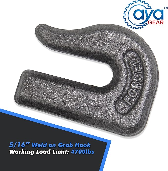 Weld-on Grab Chain Hook 5/16-in Heavy Duty Tow Hook G70 Forged Steel Tractor Hook Weldable for Car, Truck,SUV, RV,UTV,Tractors (2Pcs)