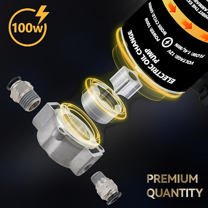 12V 100W Electric Engine Oil Extractor Pump, Portable Fluid Suction Transfer Pump with Pure Copper Motor & Leak-Proof Design, for Cars, Trucks, Boats, Motorcycles, Lawn Mowers (Includes Storage Case)