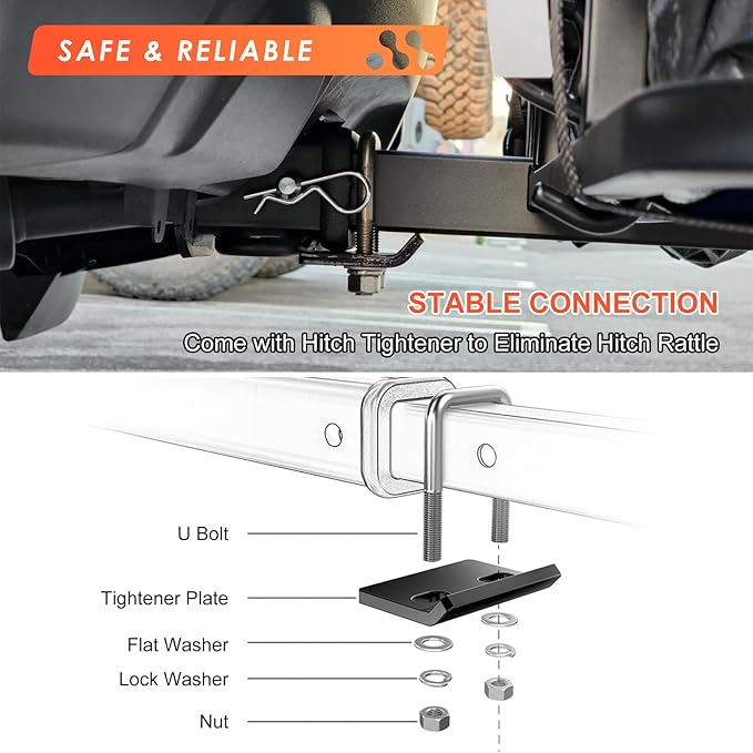 MeeFar Hitch Mount Cargo Carrier Basket 53" x19" x 5"+Waterproof Cargo Bag (51" x17"x 18"), Hauling Weight Capacity of 500 Lbs fit on 2 Inch Receiver with Hitch Stabilizer,Net and Straps