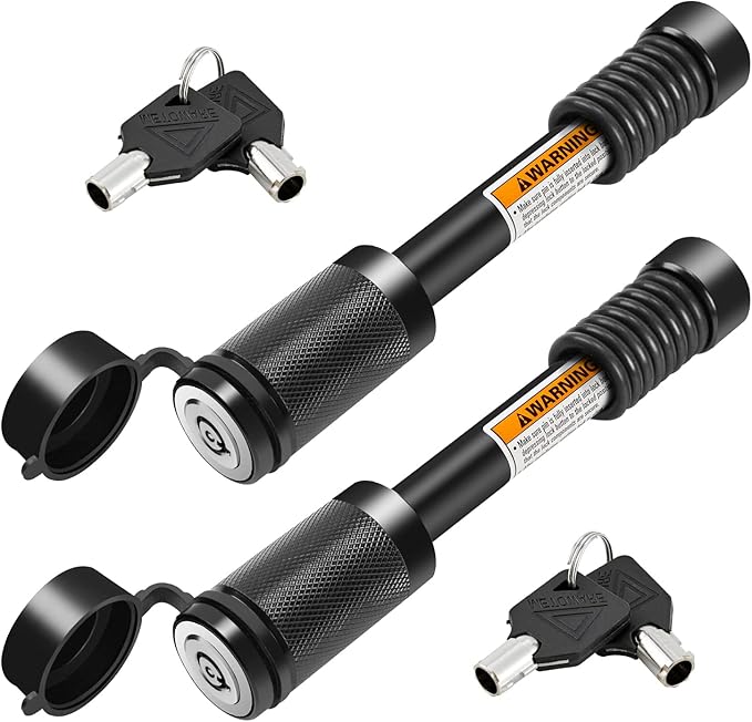 METOWARE Trailer Hitch Lock Hitch Receiver Pin Lock Fits Class III IV V and 2”- 3-1/2" Receiver with 5/8" Dia 4” Lock Pin and 8 Anti-Rattle Rubber O-Rings Receiver Hitch Lock (2 Pack)