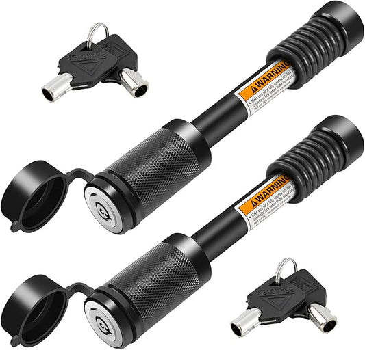 METOWARE Trailer Hitch Lock Hitch Receiver Pin Lock Fits Class III IV V and 2”- 3-1/2" Receiver with 5/8" Dia 4” Lock Pin and 8 Anti-Rattle Rubber O-Rings Receiver Hitch Lock (2 Pack)