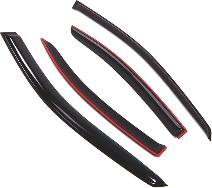 TuningPros Outside Mount Window Vent Visors Rain Guards Compatible with Mercedes C240 C320 C230 2001-2007 | Side Window Wind Deflectors Rain Shields | Smoke Tinted, 4 Pcs Set, DGWV-508