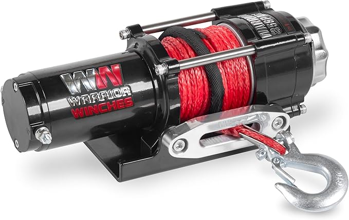 Warrior Winches Ninja 3500 lbs - Premium 12V Electric ATV/UTV Winch with Synthetic Rope, Compact and Powerful 12 Volt ATV Winch - Comes with Wireless Remote - Perfect for ATV, UTV, Boat, Trailer