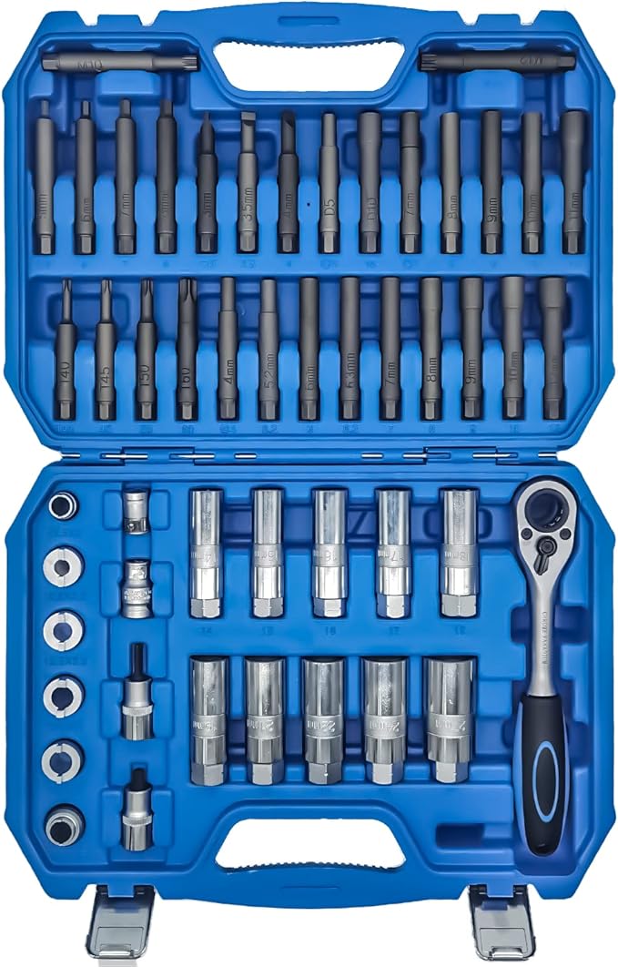 50PCS Drive Shock Absorber Tool Kit, Suspension Shock Absorber Strut Nut Removal Installation Tool Socket Wrench Kit Tribus Tools Set for All Vehicles