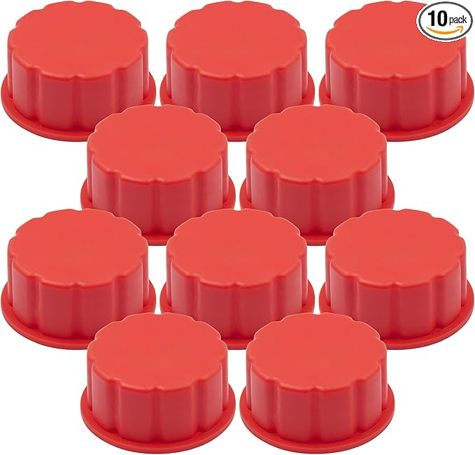 10 PCS Gallon Gas Can Caps, 5 Gallon Coarse Thread Gas Lid for Gasoline, Plastic and Metal Gas Tank Lid, Portable Diesel Fuel Can Cover, Universal Automotive Gas Spout Cap Replacement（Red）