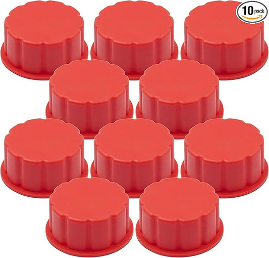 10 PCS Gallon Gas Can Caps, 5 Gallon Coarse Thread Gas Lid for Gasoline, Plastic and Metal Gas Tank Lid, Portable Diesel Fuel Can Cover, Universal Automotive Gas Spout Cap Replacement（Red）