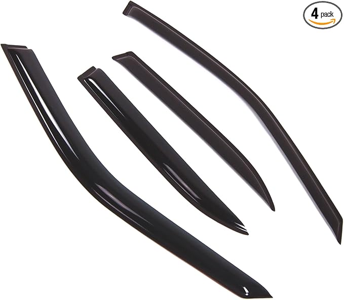 TuningPros Outside Mount Window Vent Visors Rain Guards Compatible with BMW 318i 320i 323i 325i 1992-1998 | Side Window Wind Deflectors Rain Shields | Smoke Tinted, 4 Pcs Set, DGWV-491