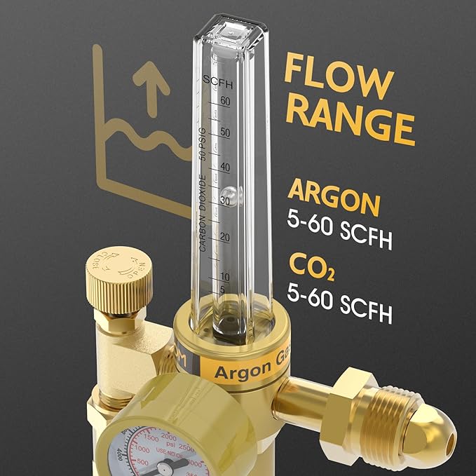 TOOLIOM CO2 Argon Flow Meter Gas Regulator Gauge for MIG TIG Welding