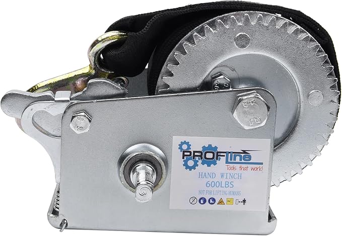 600lbs Hand Winch Heavy Duty Boat Trailer Winch Two-Way Ratchet Gear Crane Weight Translating Hand Crank Winch with 5m Nylon Strap for ATV Truck Towing Rope Winch