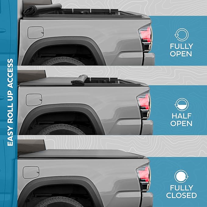 American Flag Tonneau Cover for Toyota Tacoma 2016-2023 Soft Roll Truck Bed Cover for TACOMAS with Short Bed 5’ with Deck Rail System All Weather Roll-Up for Toyota Tacoma Tonneau Cover