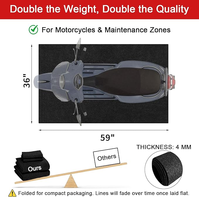 Golener Oil Spill Mat - 36”x59” Garage Floor Mat for Under Car, Absorbent Oil Mat, Rubber Floor Mats, Waterproof, Contain Liquid, Protect Garage Surface from Spills, Reusable, Washable, Durable, Black