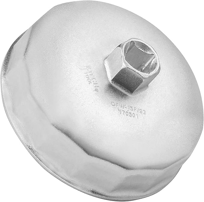 Jetech Oil Filter Cap Wrench 93mm x 15 Flute, Cartridge Type Socket Removal Tool with 15 Flutes and 93mm Inner Diameter compatible