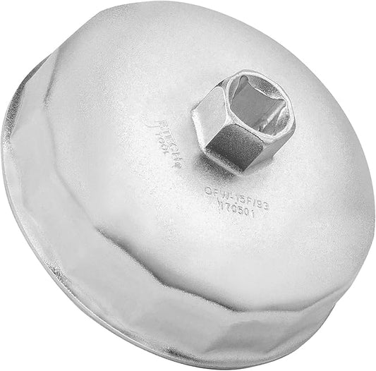 Jetech Oil Filter Cap Wrench 93mm x 15 Flute, Cartridge Type Socket Removal Tool with 15 Flutes and 93mm Inner Diameter compatible
