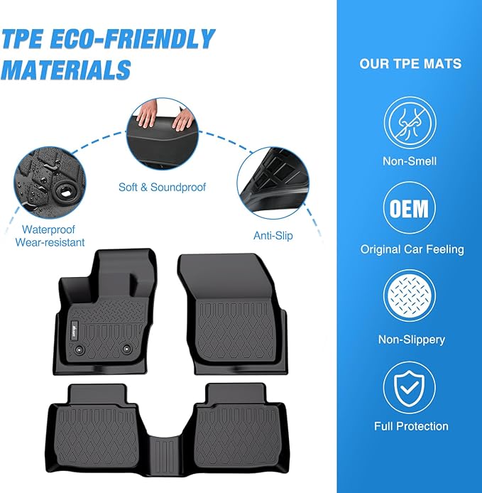 Nilight TPE Floor Mats for Ford Fusion Lincoln MKZ 2017 2018 2019 2020,All Weather Custom Fit Heavy Duty Floor Liners