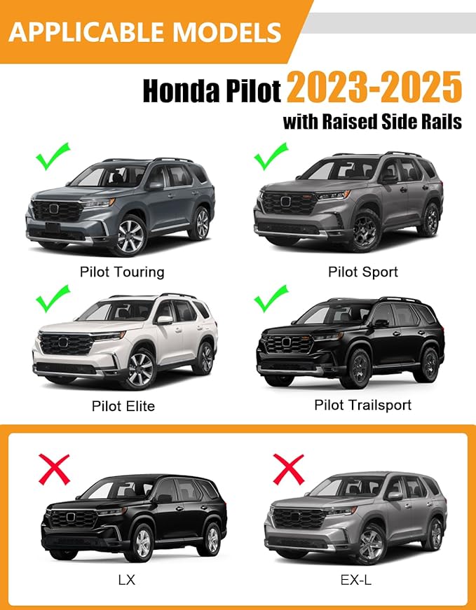 KINGGERI 260lbs Roof Rack Cross Bars Compatible with Honda Pilot 2023-2026 Sport TrailSport Touring Elite (Not for LX & EX-L), Aluminum Roof Rails Crossbars Rooftop Cargo Carrier Luggage Rails