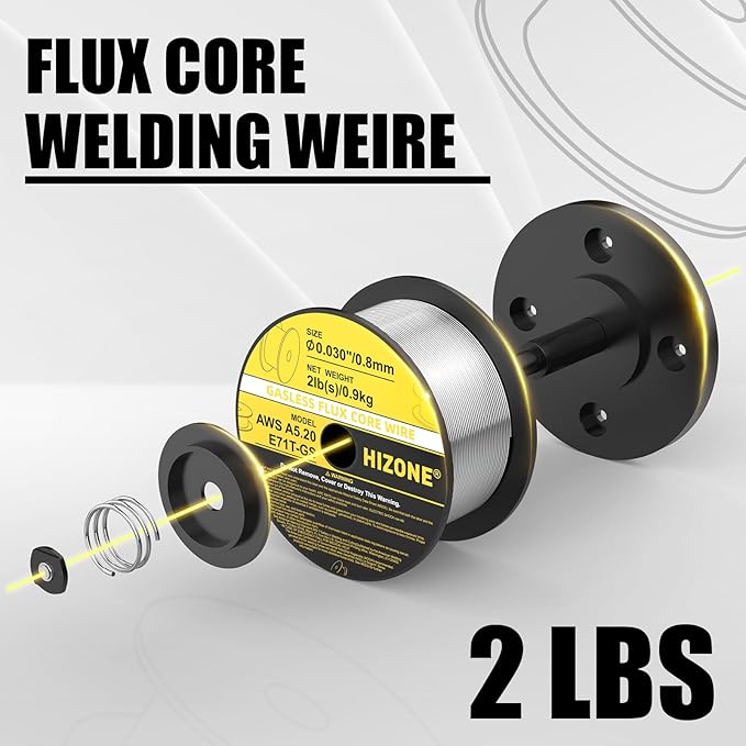 HIZONE Flux Core Welding Wire, E71T-GS .030inch-2lb Gasless Flux-cored MIG Welding Wire, 1-Pack