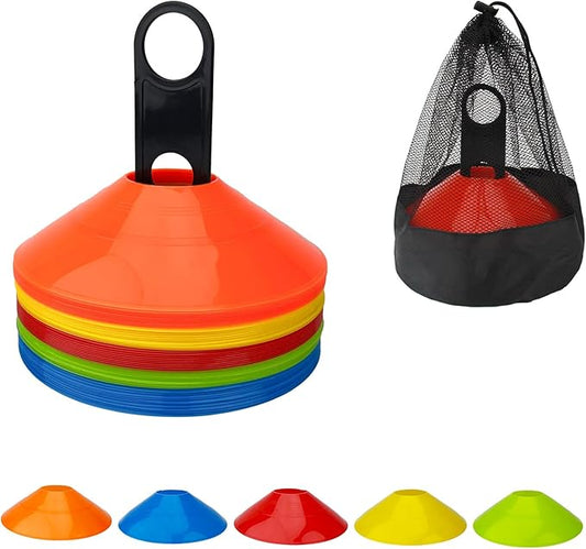 Soccer Training Cones, Football Sport Cones Training Field Marker Agility Cones with Carry Bag and Holder for Drills, Basketball, Coaching, Practice Equipment, 5 Color