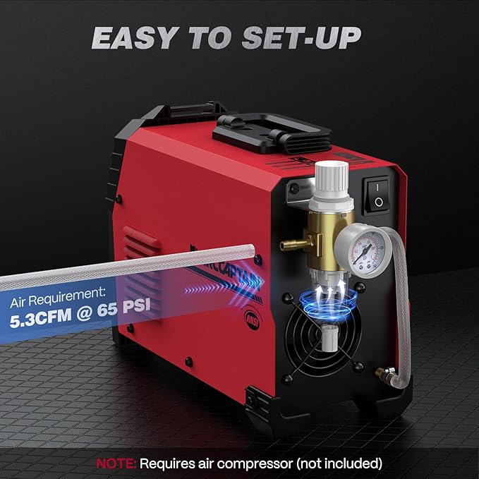 ARCCAPTAIN 55A Plasma Cutter, Non-Touch Pilot Arc High-Frequency Plasma Cutting Machine, 120/240V Dual Voltage IGBT Inverter, 1/2" Clean Cut, 2T/4T, for Beginners DIY