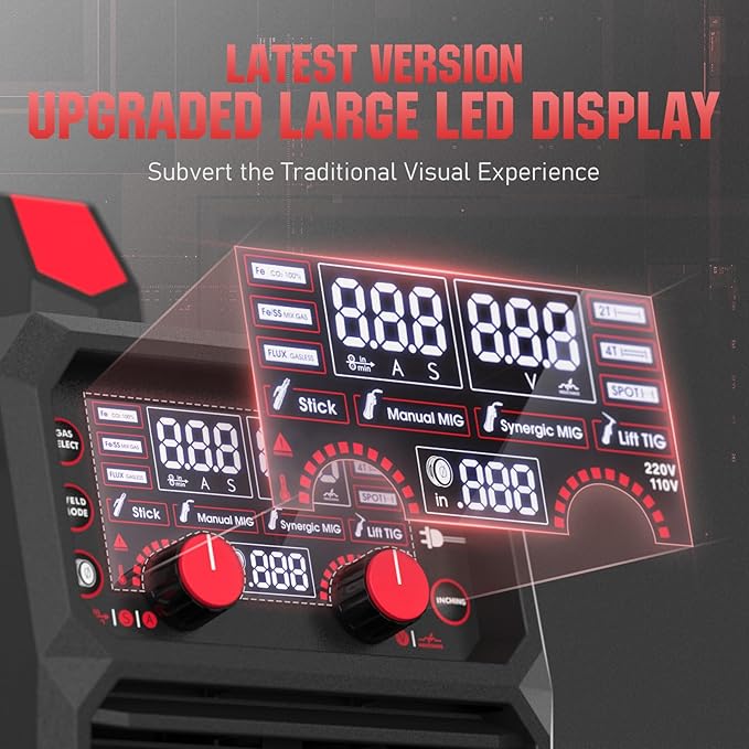 YESWELDER MIG-140DS PRO MIG Welder, 140Amp 110/220V Dual Voltage, 4 in 1 Gas MIG/Flux Core MIG/Lift TIG/Stick Multiprocess MIG Welding Machine