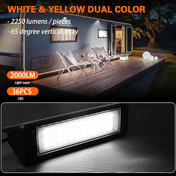 9" LED RV Flood Exterior Lighting Fixture, LED Rv Porch Light Exterior Awning Lights, 6000K Super Bright High Lumen Output Low Current Draw for RV Boa Camperst,Truck,Trailer