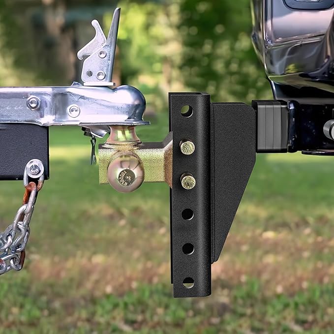 Nilight Adjustable Tri-Ball Trailer Hitch Mount 8 Inch Drop/Rise Hitch 1-7/8" 2" 2-5/16" Fits 2-Inch Receiver 15000lbs GTW for Heavy Duty Truck with Anti-Theft Pin