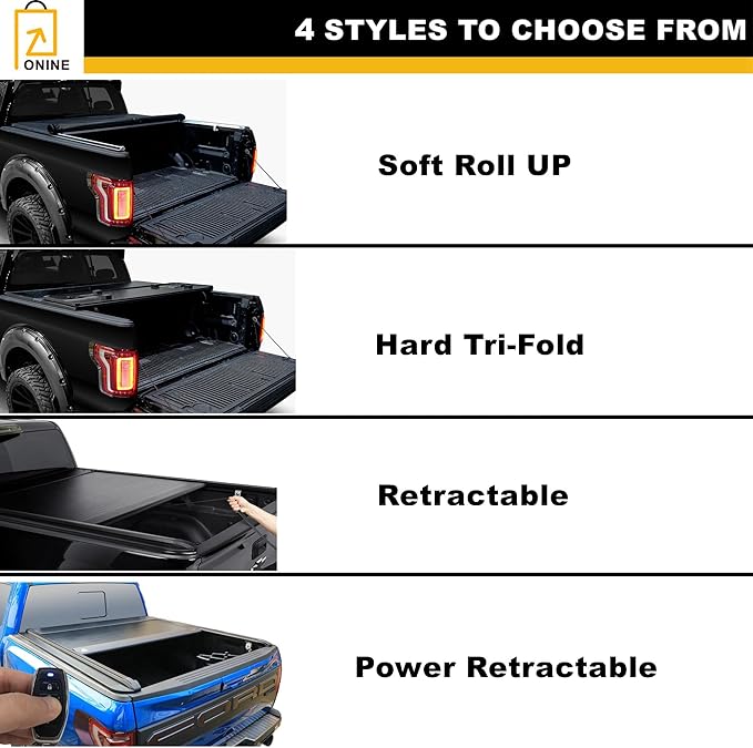 ONINE AWH Hard Tri-Fold Truck Bed Tonneau Cover Custom Fit 2019-2026 Chevy Silverado/GMC Sierra 1500 5.8ft Bed(69.9"), Aluminum Textured Black, Fleetside, All Weather