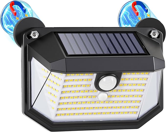 LUHLEE 178 LED Magnetic RV Solar Lights Outdoor, 800LM Ultra-Bright RV Porch Light with Motion Sensor, Strong Magnets IP65 Waterproof rv Lights Exterior for Awning Camper Trailer Porch (1 Pack)