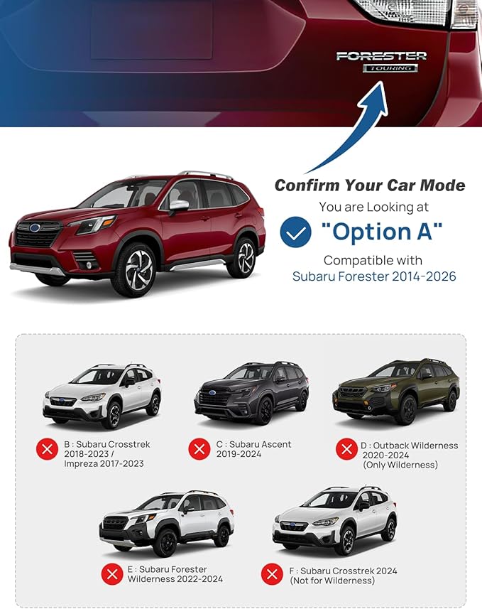 JOYTUTUS Car Roof Rack Crossbars, Compatible with Subaru Forester 2014-2026 with Lock (Not for Wilderness), 220LB Aluminum Crossbars for Roof Racks Trunks Kayaks Canoes Bicycles Skis