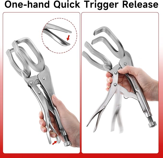 MAXPOWER 10-inch Locking Pliers Welding Clamp, U-shaped Jaw Max Capacity Up to 3.54", 2-Piece Locking Welding Clamps