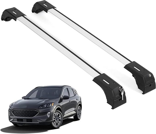ERKUL Roof Rack Cross Bars for Ford Escape (No Sunroof Models) 2020-2026 | Aluminum Crossbars with Anti Theft Lock for Rooftop | Compatible with Flush Rails - Silver