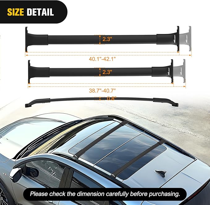 Nilight Roof Rack Cross Bars Fit for Ford Escape KUGA 2013 2014 2015 2016 2017 2018 2019 with Side Rails, Adjustable Aluminum Car Crossbars for Cargo Carrier Luggage Bike Kayak Rooftop Tent Snowboard