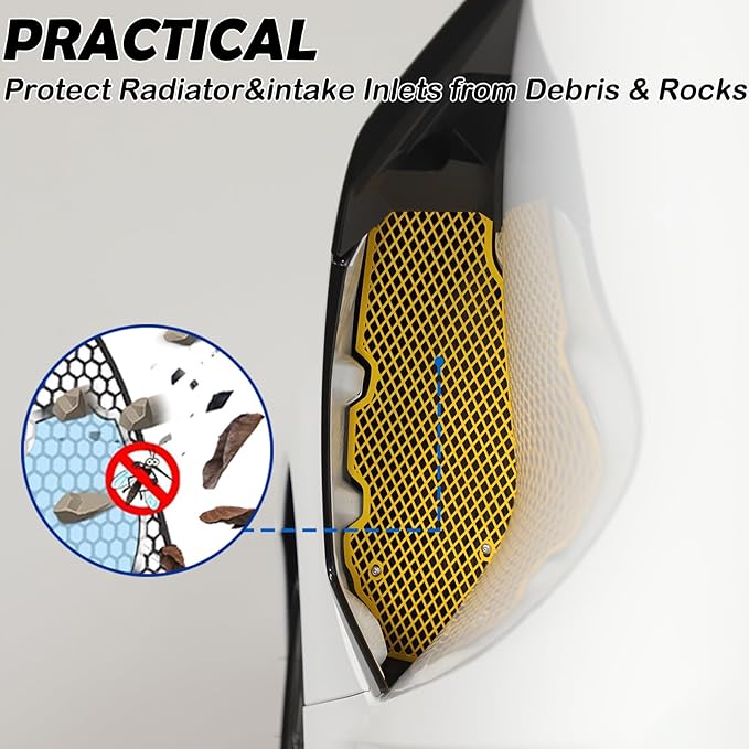 for Corvette C8 Side Intake Mesh Grilles Insert Set,Stainless Driver and Right Passenger Side Radiator Air Intake Vent Guards for Corvette C8 Stingray Z51 2020-2025 Accessories (Yellow)