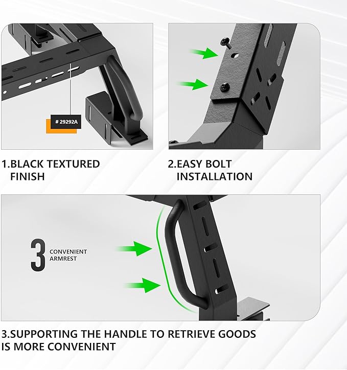 16.73" Bed Racks Truck Cargo Carrier with 2 LED Lights Compatible with Tacoma/Gladiator JT/Frontier/Colorado Extended Cab/Canyon/Ranger, Luggage Storage Bed Cross Bars