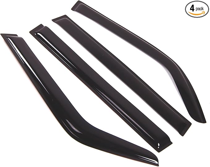 TuningPros Outside Mount Window Vent Visors Rain Guards Compatible with Toyota Land Cruiser 1980-1990 | Side Window Wind Deflectors Rain Shields | Smoke Tinted, 4 Pcs Set, DGWV-558