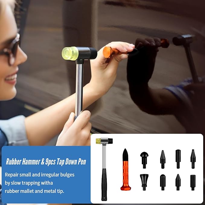 Super PDR Car Dent Repair Kit – Dent Remover Tool for Car with Dent Lifter &Slide Hammer Dent Puller &Bridge Puller Glue Gun and Suction Cup for Car Body Repair, Appliance Dent or Hail Damage